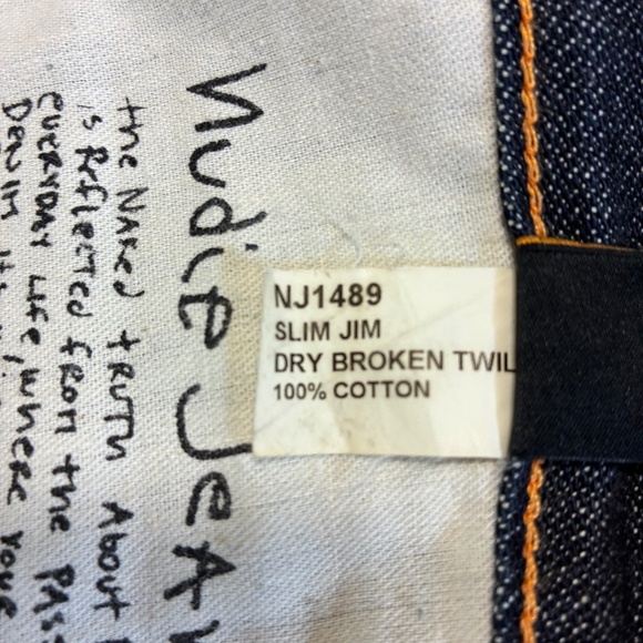 NUDIE Men Jeans NJ1489 Slim Jim Dry. Broken Twill 100% Cotton Size 34 X 34 - Picture 5 of 7
